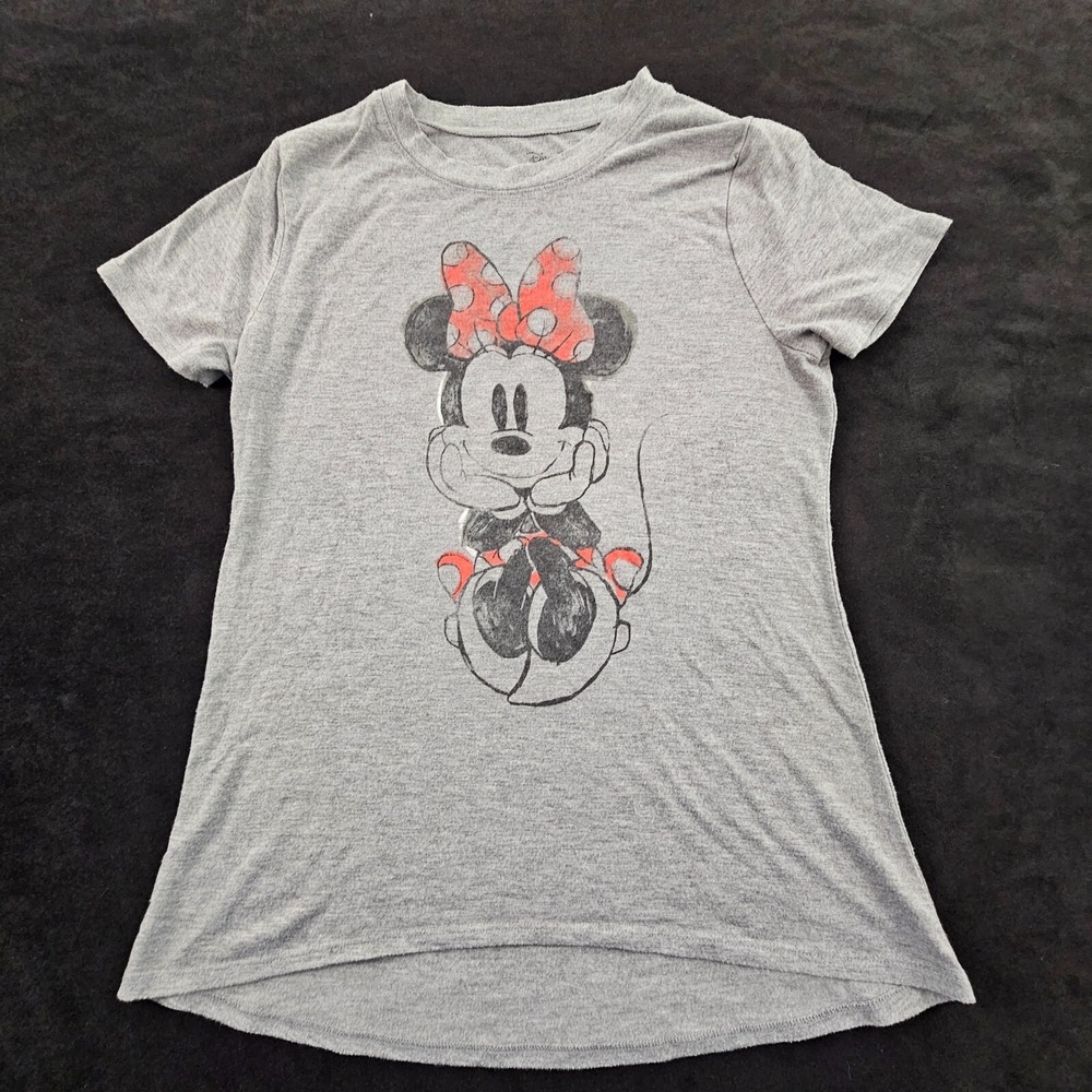 Minnie Mouse Disney Gray‎ Short Sleeve Polyester Rayon T-Shirt Women's S